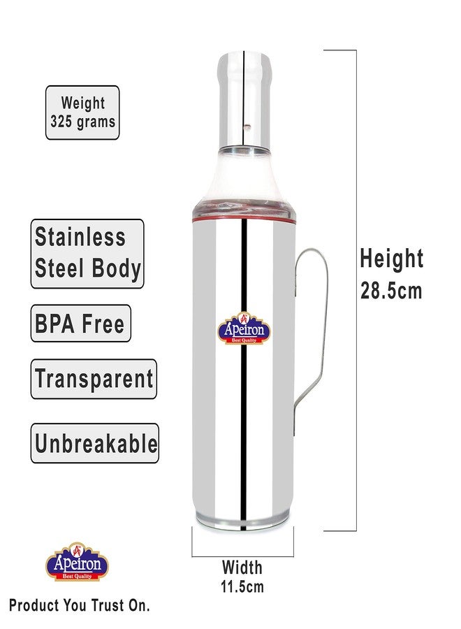 Apeiron Stainless Steel Cooking Oil Dispenser/Pourer (Silver, 1000 ml) , Set of 1 - Image 2